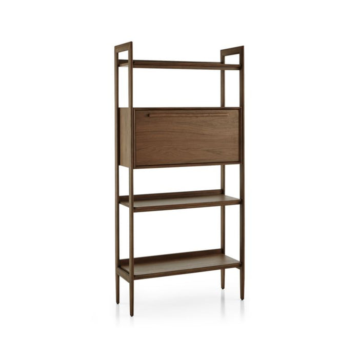 Tate Walnut Bookcase Bar Cabinet