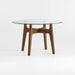 Tate 48" Round Dining Table with Glass Top and Walnut Base