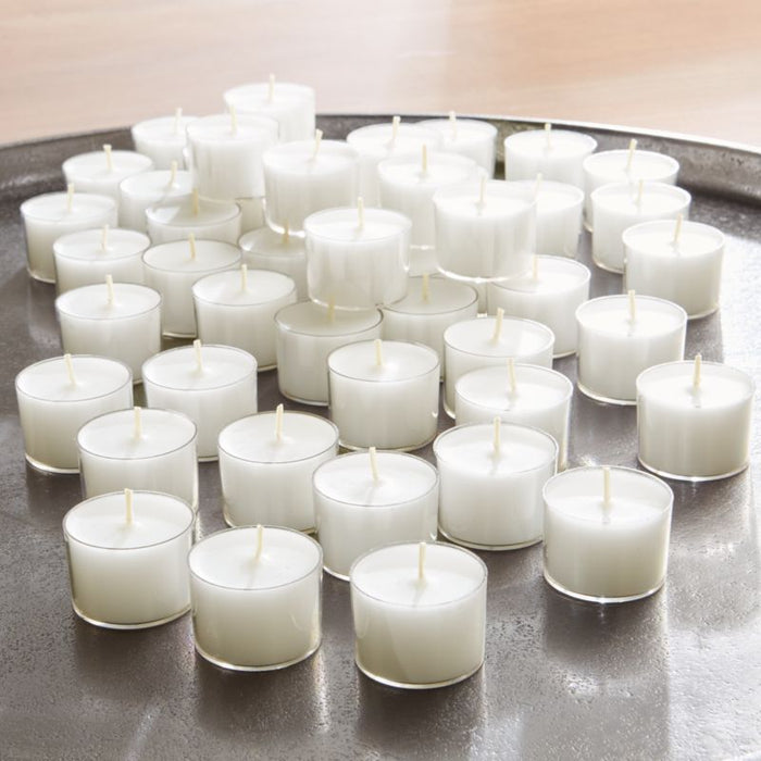 White Clear-Cupped 8-Hour Tealights, Set of 50