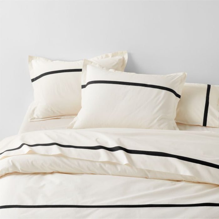 Favorite Organic Cotton Percale Tuxedo Stripe Ink Black King Bed Pillow Sham