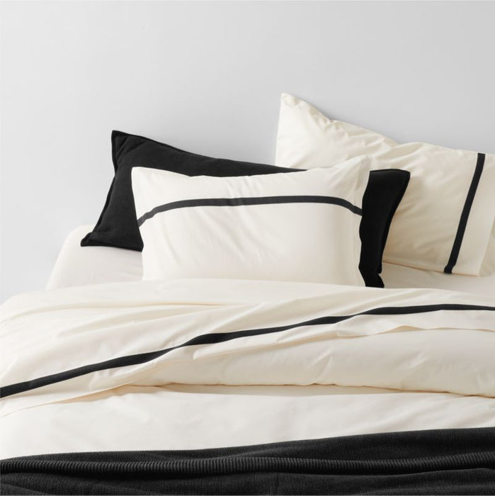 Favorite Organic Cotton Percale Tuxedo Stripe Ink Black Standard Bed Pillow Sham