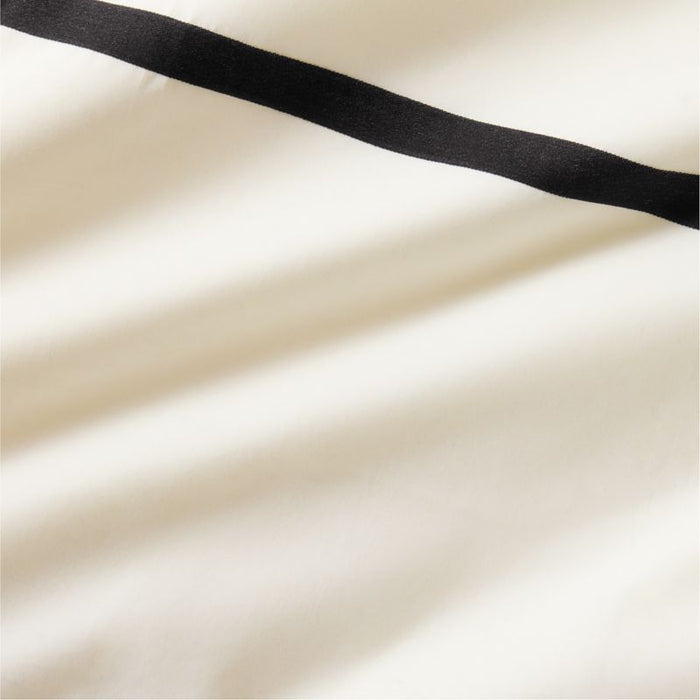 Favorite Organic Cotton Percale Tuxedo Stripe Ink Black Standard Bed Pillow Sham