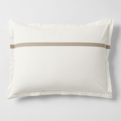 Favorite Organic Cotton Percale Tuxedo Stripe Sand Beige Standard Bed Pillow Sham