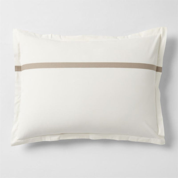 Favorite Organic Cotton Percale Tuxedo Stripe Sand Beige Euro Bed Pillow Sham
