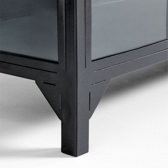 Ventana Wide Black Glass and Metal Display Storage Cabinet