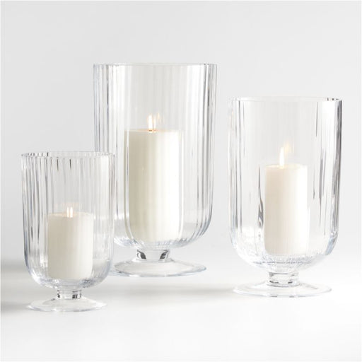 Venus Fluted Glass Hurricane Candle Holder 15"