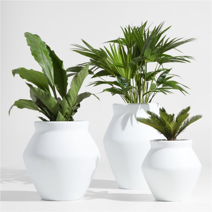 Wabi Medium White Fiberstone Planter by Leanne Ford