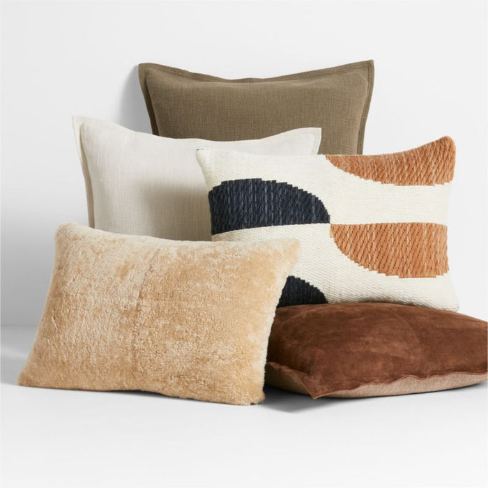 Modern Crescent Kilim 22"x15" Brulee Brown Throw Pillow Cover