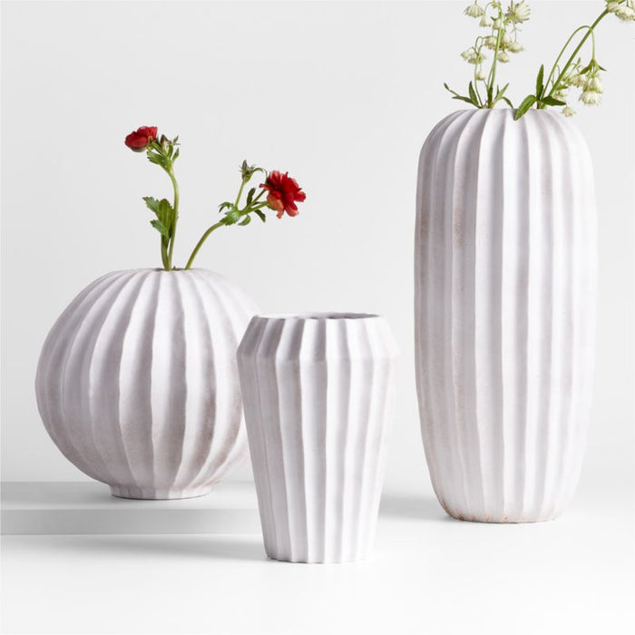 Warren White Stoneware Round Vase 9"
