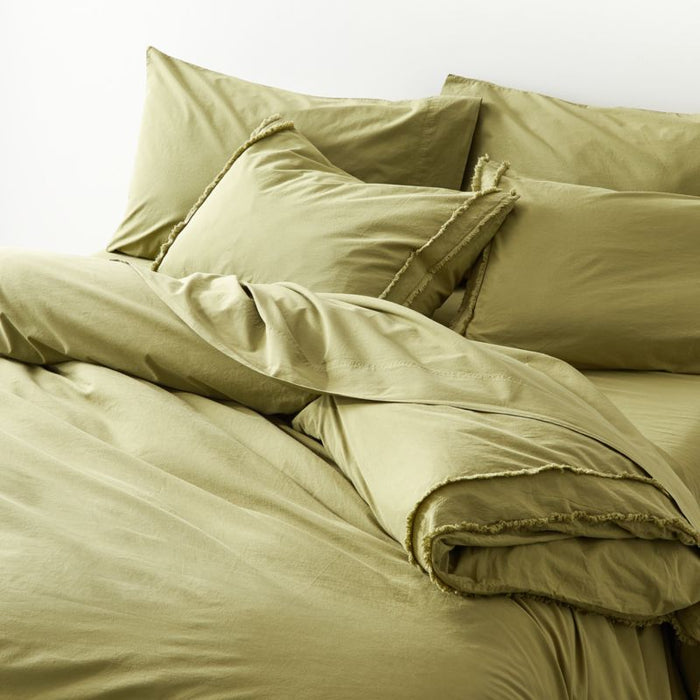 Washed Organic Cotton Fern Full/Queen Duvet Cover - Crate and Barrel Philippines