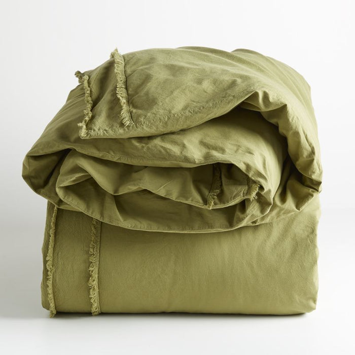 Washed Organic Cotton Fern Full/Queen Duvet Cover - Crate and Barrel Philippines