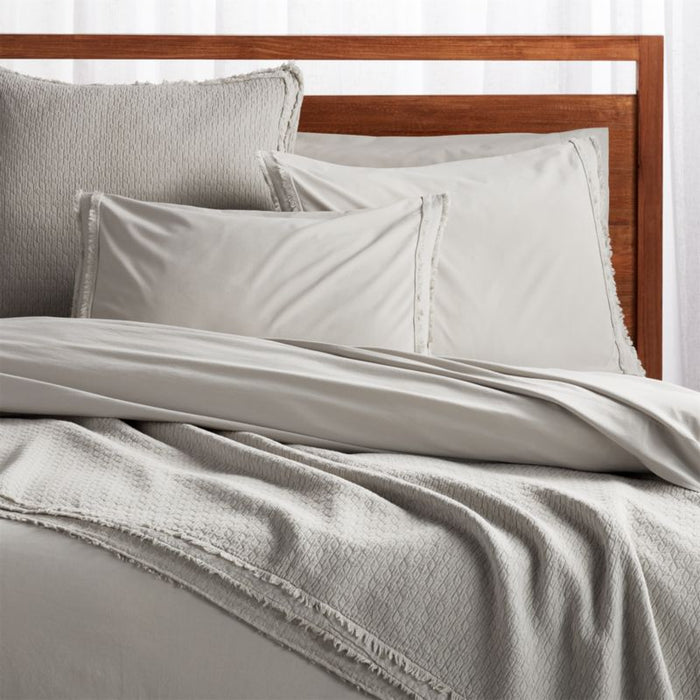 Organic Cotton Grey Eyelash Fringe Standard Pillow Sham