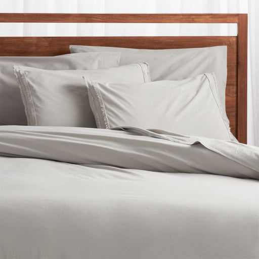 Organic Cotton Grey Eyelash Fringe Standard Pillow Sham