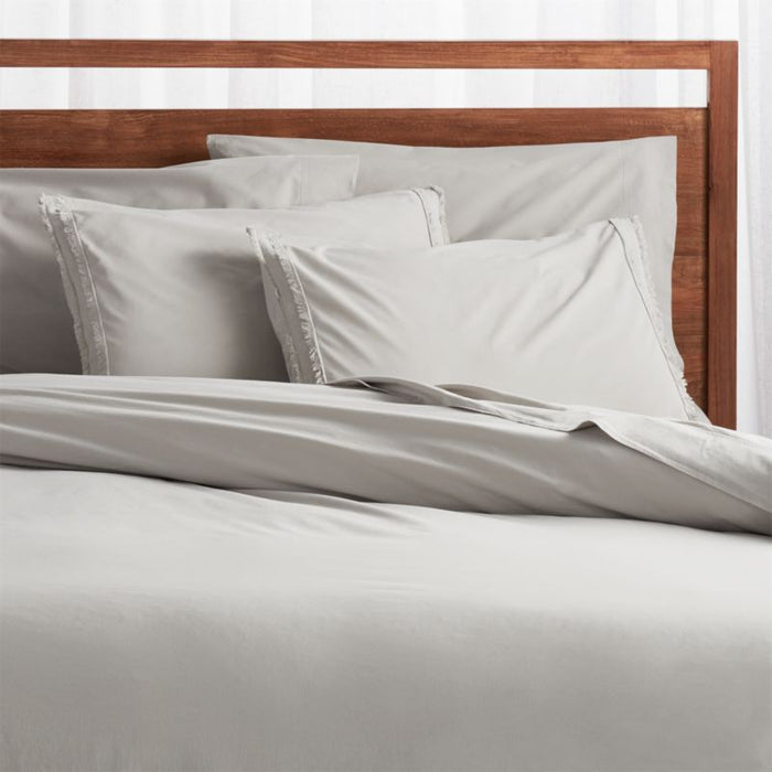 Organic Cotton Grey Eyelash Fringe Full/Queen Duvet Cover