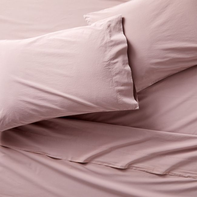 Washed Organic Cotton Dusty Lilac Queen Sheet Set