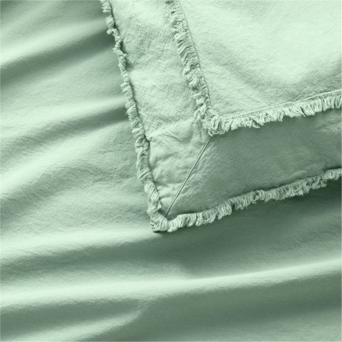 Organic Cotton Lily Pad Green Eyelash Fringe Full/Queen Duvet Cover