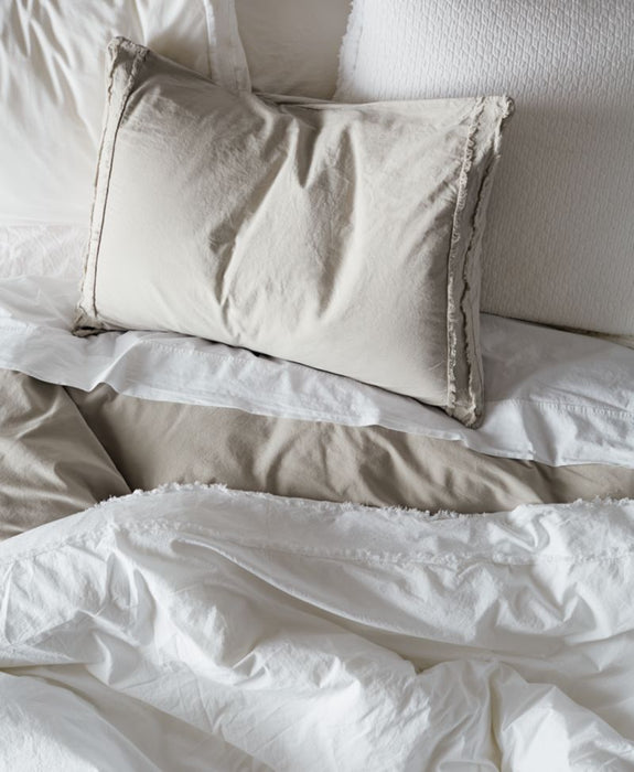 Organic Cotton Grey Eyelash Fringe Standard Pillow Sham