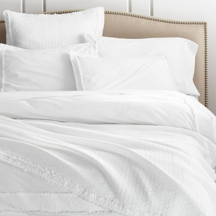 Favorite Washed Organic Cotton White Eyelash Standard Bed Pillow Sham
