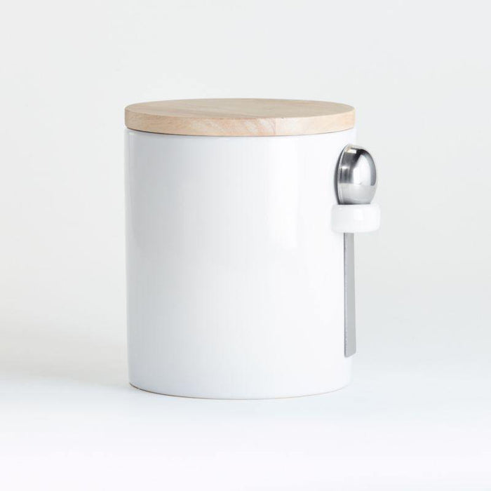 Medium White Canister with Scoop - Crate and Barrel Philippines