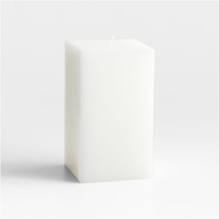 White Square Pillar Candle 6"