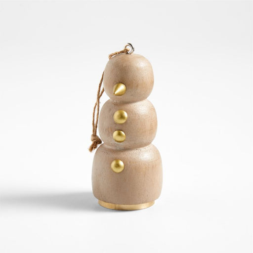 Brass and Wood Snowman Christmas Tree Ornament