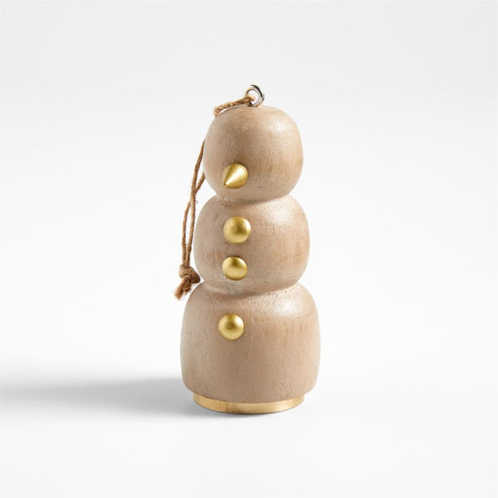 Brass and Wood Snowman Christmas Tree Ornament