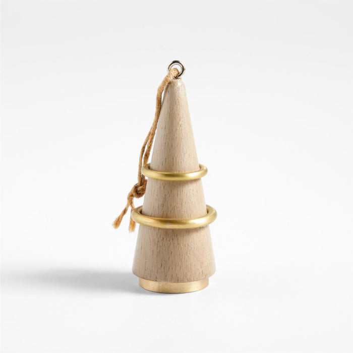 Brass and Wood Tree Christmas Ornament
