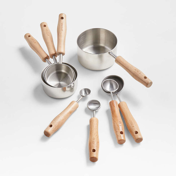Beechwood and Stainless Steel Measuring Cups