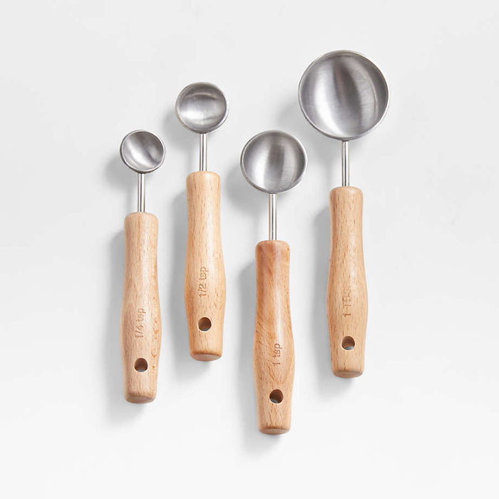 Beechwood and Stainless Steel Measuring Spoons