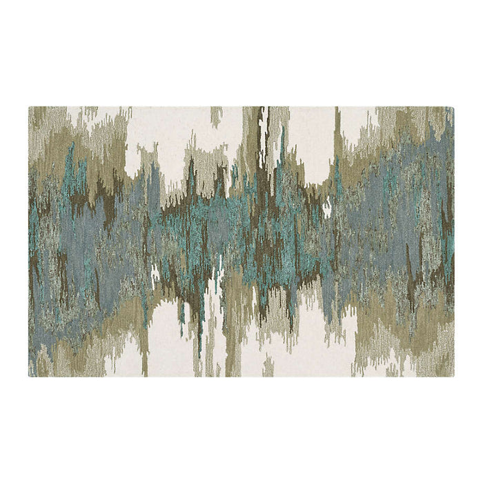 Birch Cyan Wool-Blend Abstract Area Rug 5'x8'