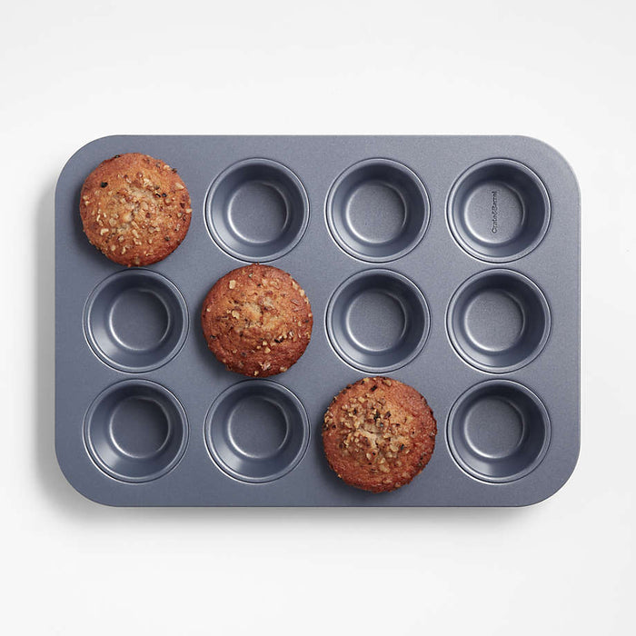 Crate & Barrel Slate Blue 12-Cup Muffin Pan