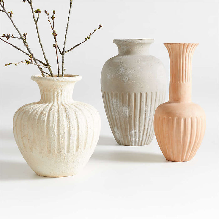 Énorme Cannelée White Textured Vase 15" by Athena Calderone