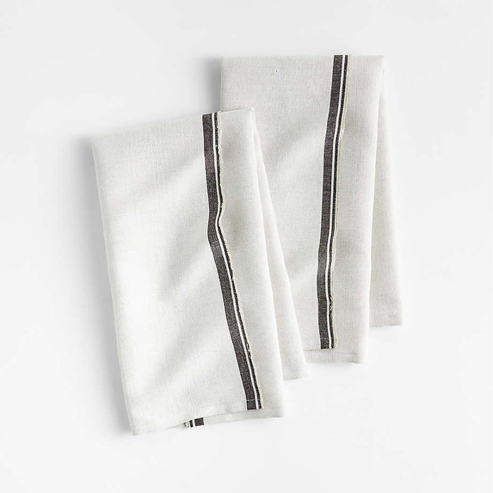 Clovis Black Edge Cotton Dish Towels, Set of 2