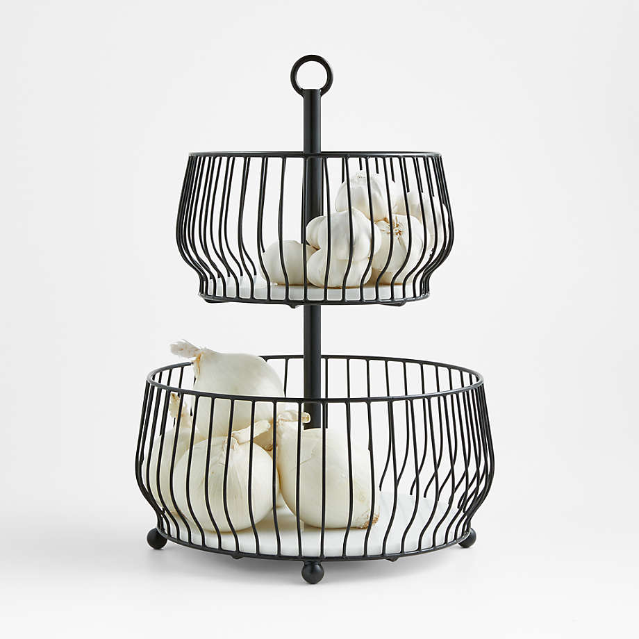 Cora Black 2Tier Fruit Basket Crate and Barrel Philippines
