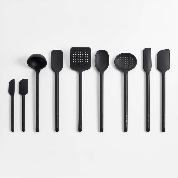 Crate & Barrel Black Silicone Slotted Spoon