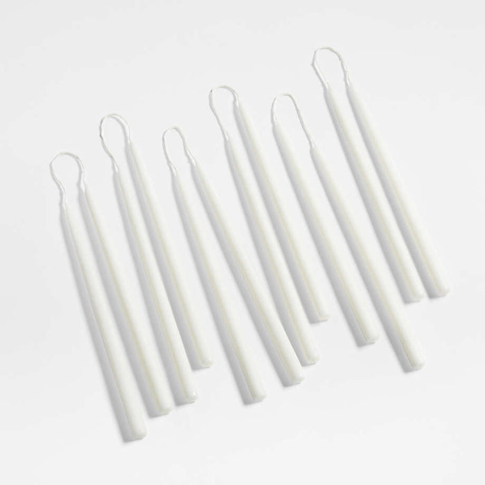 Dipped Mini White Taper Candles, Set of 12
