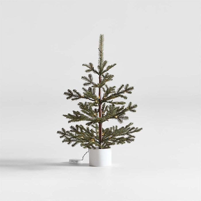 Faux Potted Pine Pre-Lit LED Christmas Tree with White Lights 3'