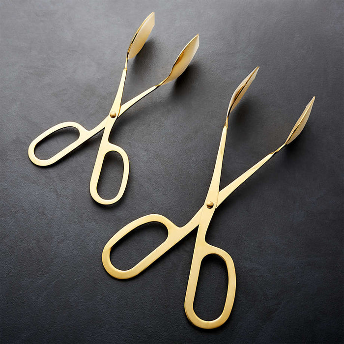 Gold Scissor-Handled Serving Tongs