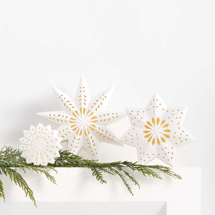 Medium LED White Holiday Ceramic Snowflake 7"