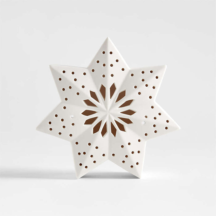 Medium LED White Holiday Ceramic Snowflake 7"