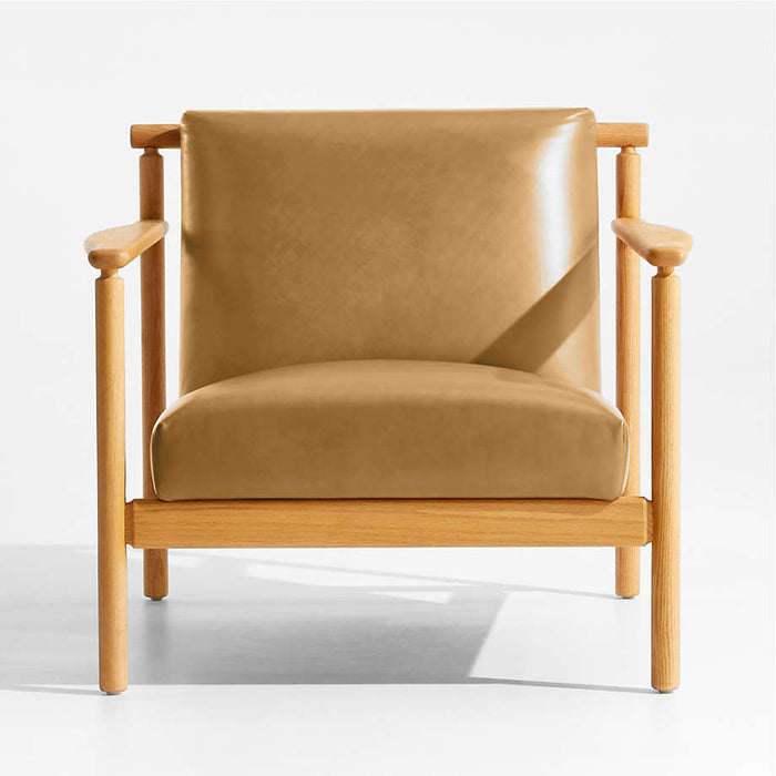 Ojai Leather Wood Frame Accent Chair