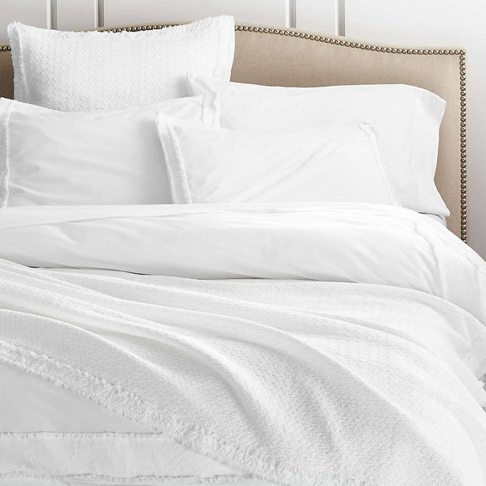 Organic Cotton White Eyelash Fringe King Duvet Cover