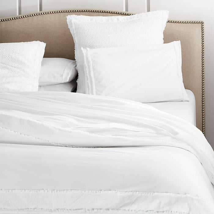 Organic Cotton White Eyelash Fringe King Duvet Cover