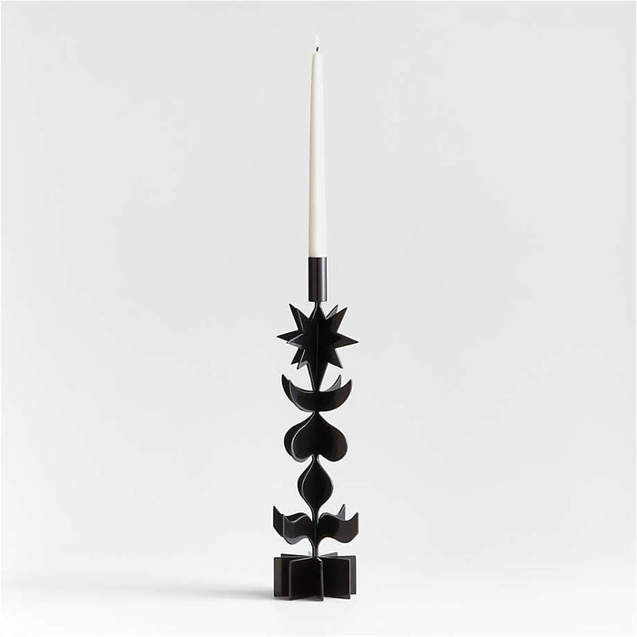 Picado Large Black Metal Taper Candle Holder 18" by Lucia Eames