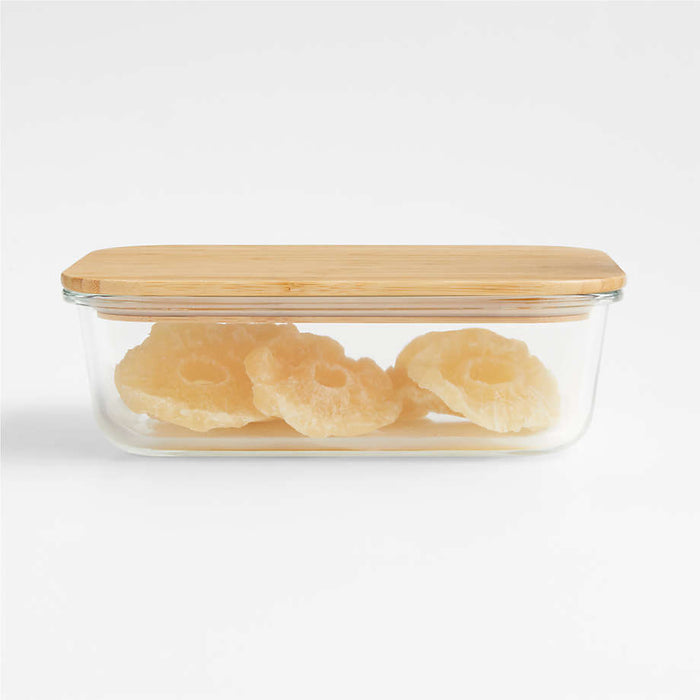 7-Cup Rectangular Glass Storage Container with Bamboo Lid