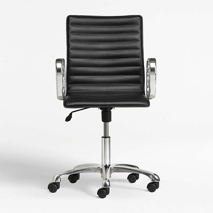 Ripple Black Leather Office Chair with Chrome Base