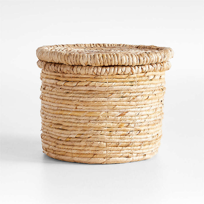Seaton Small Round Woven Storage Basket with Lid
