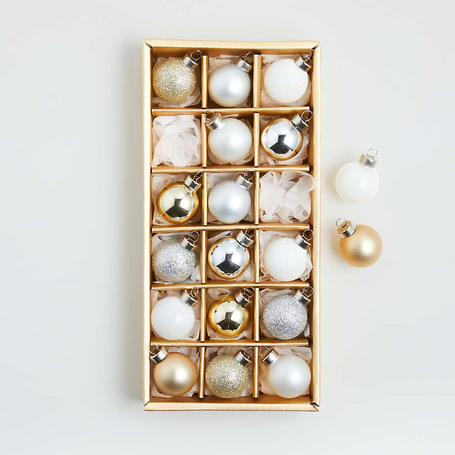 Small Winter Metallics Ball Christmas Tree Ornaments, Set of 18 Crate and Barrel Philippines